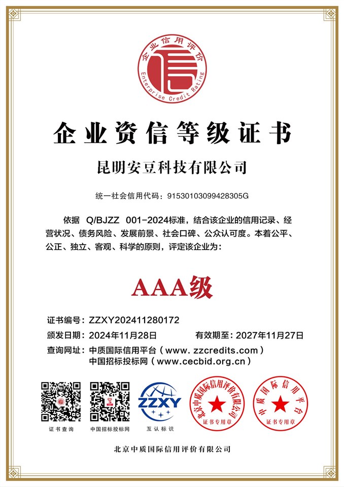 企业资信等级证书